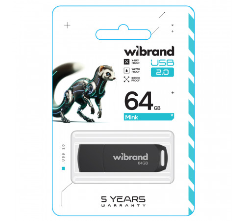 Флеш-накопичувач Wibrand USB 2.0 Mink 64Gb Black (WI2.0/MI64P4B)