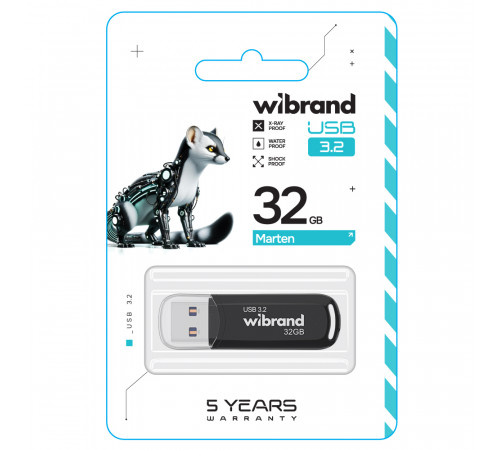 Флеш-накопичувач Wibrand USB 3.2 Gen1 Marten 32GB Black (WI3.2/MA32P10B)