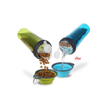 Пляшка напувалка подвійна для води зі складною мискою PET DRINK BOTTLE (60)