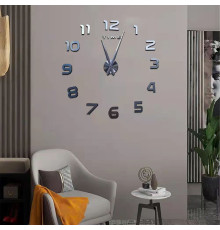 Великий настінний 3D годинник 90 см чорний сірий ZH00210 (60)