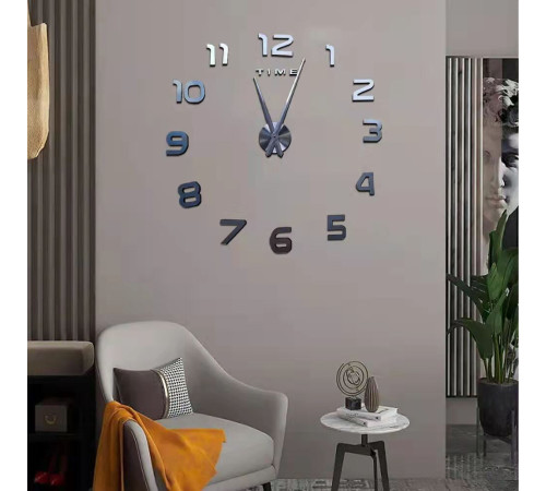 Большие настенные 3D часы 90 см черны серый  ZH00210 (60)