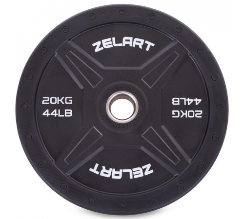Бамперные диски для кроссфита Bumper Plates резиновые d-51мм Zelart TA-2258-20 20кг (d-45см,черный)