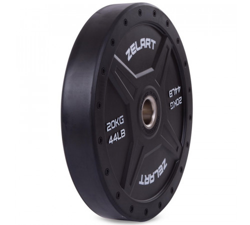 Бамперные диски для кроссфита Bumper Plates резиновые d-51мм Zelart TA-2258-20 20кг (d-45см,черный)