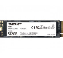 Накопичувач SSD M.2 Patriot P300 512GB NVMe 2280 PCIe 3.0x4 3D NAND TLC (P300P512GM28)