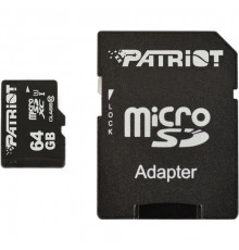 Карта памяти microSDXC (UHS-1) Patriot LX Series 64Gb class 10 (adapter SD) (PSF64GMCSDXC10)