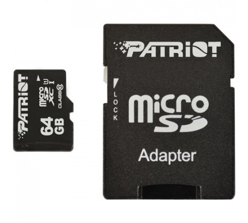 Карта пам'яті microSDXC (UHS-1) Patriot LX Series 64Gb class 10 (adapter SD) (PSF64GMCSDXC10)