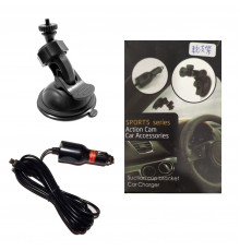 Держатель для экшн камеры на стекло + micro USB от 12V (168)