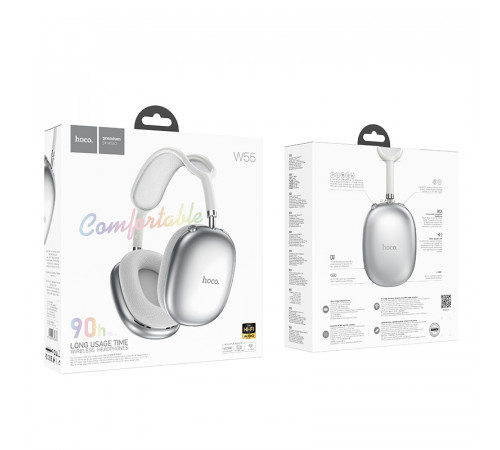 Бездротові накладні навушники HOCO W55 Pleasing BT headphones Silver (6942007632676)
