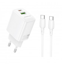 Мережевий зарядний пристрій з кабелем BOROFONE BN27 Fuente PD20W+QC3.0 charger set (C to C) (EU) White (6941991120282)