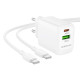 Мережевий зарядний пристрій з кабелем BOROFONE BN27 Fuente PD20W+QC3.0 charger set (C to C) (EU) White (6941991120282)