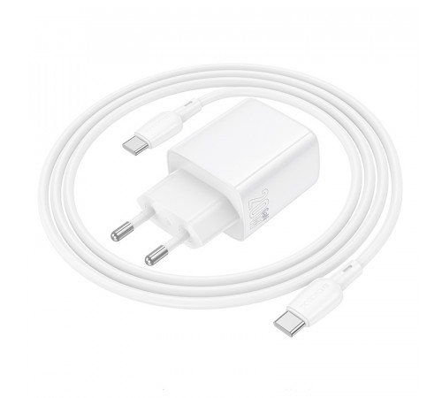 Мережевий зарядний пристрій з кабелем BOROFONE BN27 Fuente PD20W+QC3.0 charger set (C to C) (EU) White (6941991120282)