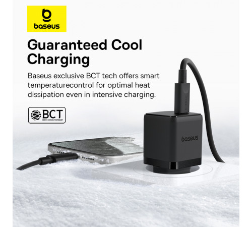 Мережевий зарядний пристрій з кабелем Baseus Palm Fast Charger 1C 20W EU Cluster Black (with Baseus  Cable USB-C to USB-C 60W ) 1m Cluster Blac (P10111602113-01)