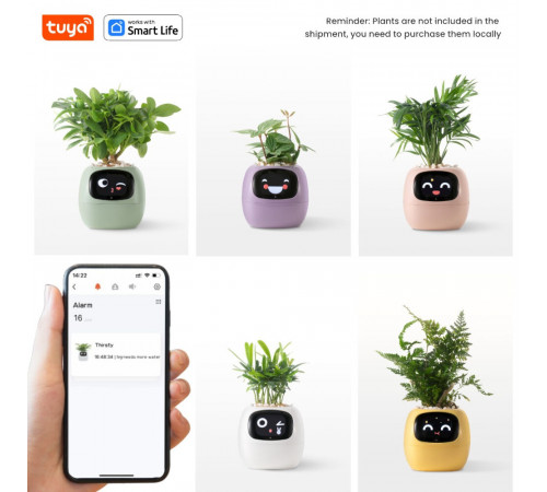 Інтерактивний розумний горщик для рослин Ivy Smart Planter Tuya AI, Purple (ISPTAPR)