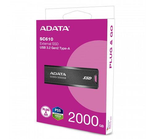Портативний SSD ADATA SC610 2TB USB 3.2  550/500Mb/s Black (SC610-2000G-CBK/RD)