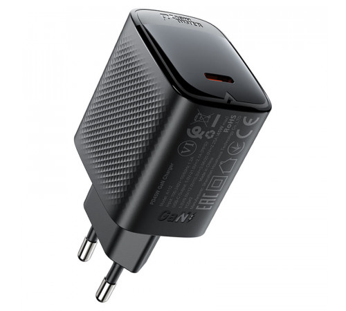 Мережевий зарядний пристрій ACEFAST A112 PD45W GaN single USB-C charger (EU) Black (6974316284055)