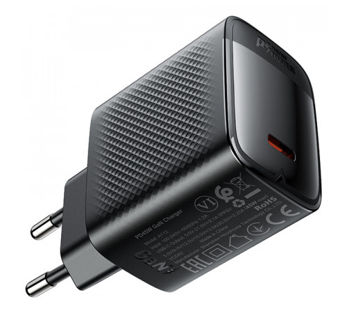 Мережевий зарядний пристрій ACEFAST A112 PD45W GaN single USB-C charger (EU) Black (6974316284055)