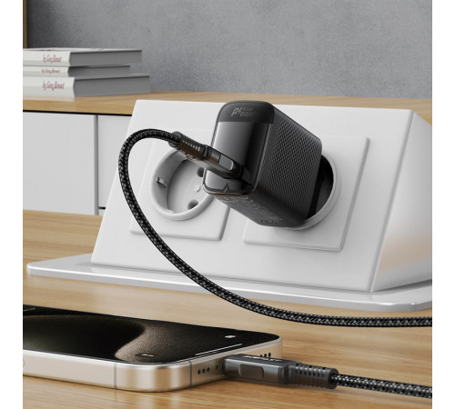 Мережевий зарядний пристрій ACEFAST A112 PD45W GaN single USB-C charger (EU) Black (6974316284055)