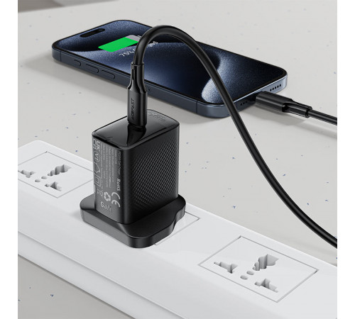 Кабель ACEFAST C17-03 USB-C to USB-C silicone charging data cable Black (6974316284161)