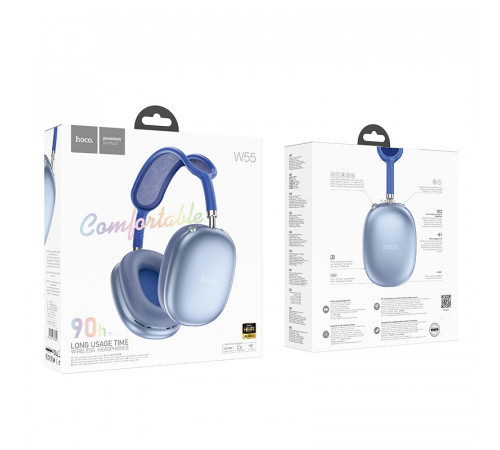 Бездротові накладні навушники HOCO W55 Pleasing BT headphones Sky Blue (6942007632690)