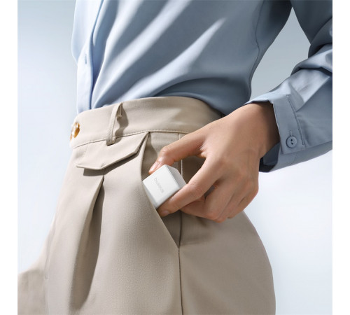 Мережевий зарядний пристрій з кабелем Baseus Palm Fast Charger 1C 20W EU Moon White (with Baseus Cable USB-C to USB-C 1m Moon White) (P10111602213-01)