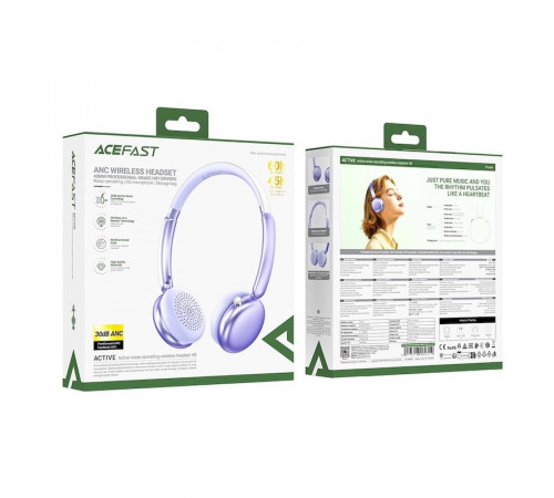 Бездротові накладні навушники ACEFAST H8 active noise cancelling wireless headset Silver (6974316284291)
