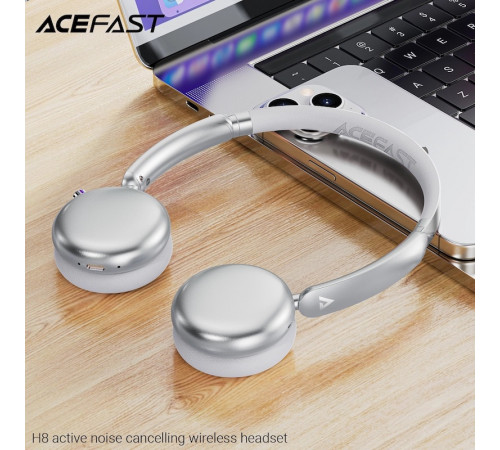 Бездротові накладні навушники ACEFAST H8 active noise cancelling wireless headset Silver (6974316284291)