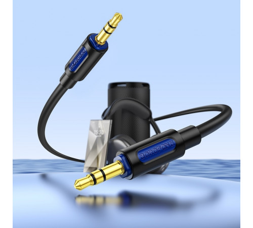 Аудіокабель BOROFONE BL20 3.5mm male to 3.5mm male, silicone, 1m, Black (6941991114373)