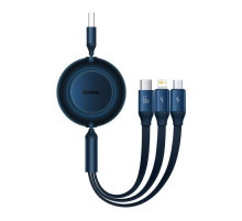 Кабель Baseus Bright Mirror 2 Series Retractable 3-in-1 Fast Charging  Data Cable USB to M+L+C 66W 1.1m Blue (CAMJ010103)