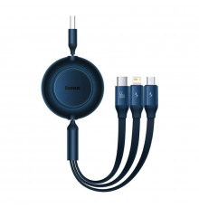 Кабель Baseus Bright Mirror 2 Series Retractable 3-in-1 Fast Charging Data Cable USB M+L+C 66W 1.1m Blue (CAMJ010103)