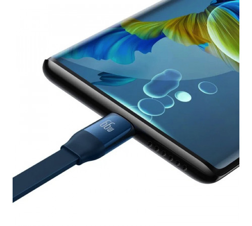 Кабель Baseus Bright Mirror 2 Series Retractable 3-in-1 Fast Charging  Data Cable USB to M+L+C 66W 1.1m Blue (CAMJ010103)
