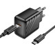 Мережевий зарядний пристрій з кабелем HOCO CS24A Puerto single-port PD25W charger set (C to C)(EU) Black (6942007639774)