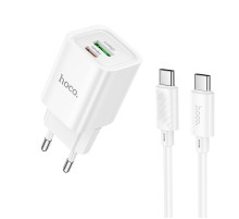 Мережевий зарядний пристрій HOCO C149A Charm PD30W+QC3.0 charger set (C to C)(EU) White (6942007630351)