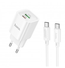 Мережевий зарядний пристрій HOCO C149A Charm PD30W+QC3.0 charger set (C to C)(EU) White (6942007630351)