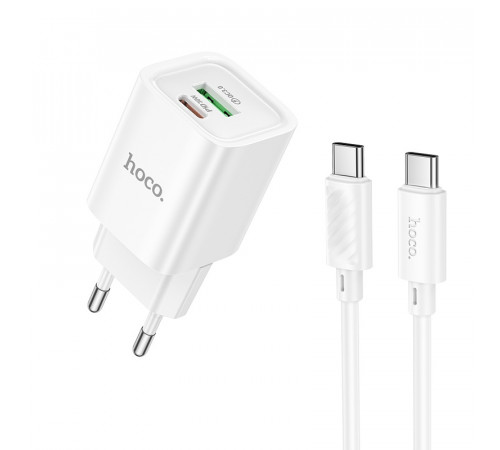 Мережевий зарядний пристрій HOCO C149A Charm PD30W+QC3.0 charger set (C to C)(EU) White (6942007630351)