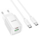 Мережевий зарядний пристрій HOCO C149A Charm PD30W+QC3.0 charger set (C to C)(EU) White (6942007630351)