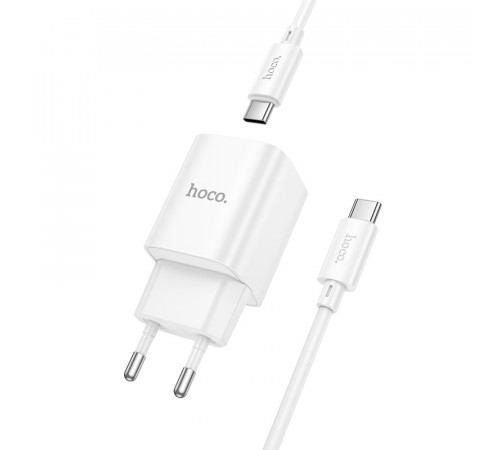 Мережевий зарядний пристрій HOCO C149A Charm PD30W+QC3.0 charger set (C to C)(EU) White (6942007630351)