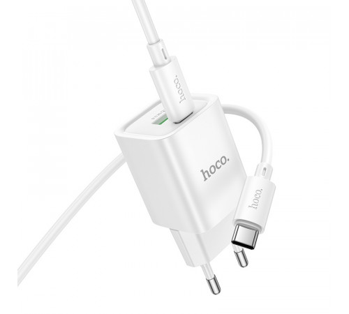 Мережевий зарядний пристрій HOCO C149A Charm PD30W+QC3.0 charger set (C to C)(EU) White (6942007630351)