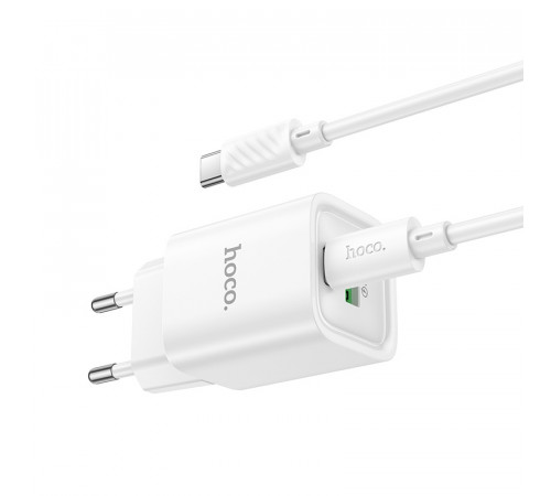 Мережевий зарядний пристрій HOCO C149A Charm PD30W+QC3.0 charger set (C to C)(EU) White (6942007630351)