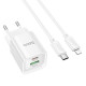 Мережевий зарядний пристрій з кабелем HOCO C147A Charm PD20W+QC3.0 charger set (C to iP)(EU) White (6942007630283)