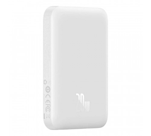 Зовнішній акумулятор Baseus Magnetic Mini Air Wireless Fast Charge Power Bank 6000mAh 20W Stellar White（With Simple Series Charging Cable Type-C to (P10059002223-00)