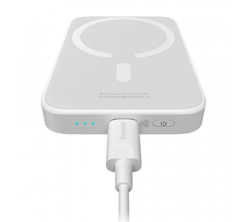 Зовнішній акумулятор Baseus Magnetic Mini Air Wireless Fast Charge Power Bank 6000mAh 20W Stellar White（With Simple Series Charging Cable Type-C to (P10059002223-00)