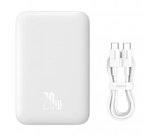 Зовнішній акумулятор Baseus Magnetic Mini Air Wireless Fast Charge Power Bank 6000mAh 20W Stellar White（With Simple Series Charging Cable Type-C to (P10059002223-00)