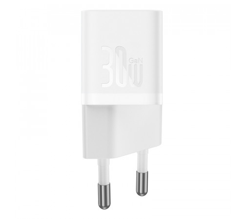Мережевий зарядний пристрій з кабелем Baseus GaN5 Fast Charger(mini) 1C 30W EU Moon White(With: Fast Charging Data Cable Type-C) (P10110902213-00)