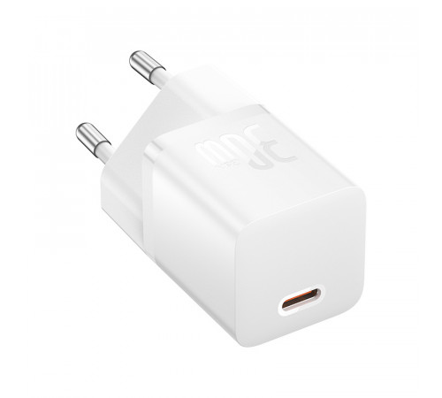 Мережевий зарядний пристрій з кабелем Baseus GaN5 Fast Charger(mini) 1C 30W EU Moon White(With: Fast Charging Data Cable Type-C) (P10110902213-00)