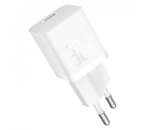 Мережевий зарядний пристрій з кабелем Baseus GaN5 Fast Charger(mini) 1C 30W EU Moon White(With: Fast Charging Data Cable Type-C) (P10110902213-00)