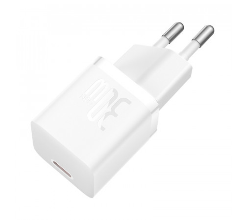 Мережевий зарядний пристрій з кабелем Baseus GaN5 Fast Charger(mini) 1C 30W EU Moon White(With: Fast Charging Data Cable Type-C) (P10110902213-00)