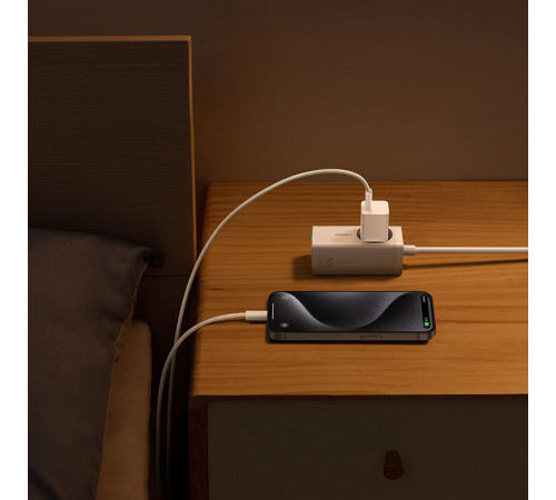 Мережевий зарядний пристрій з кабелем Baseus GaN5 Fast Charger(mini) 1C 30W EU Moon White(With: Fast Charging Data Cable Type-C) (P10110902213-00)
