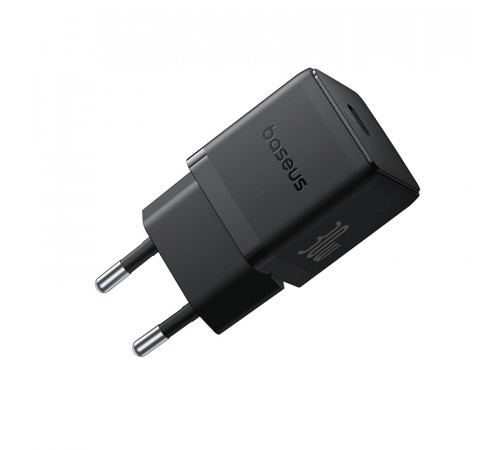 Мережевий зарядний пристрій з кабелем Baseus Palm Fast Charger 1C 30W EU Cluster Black(With: Baseus Mini White Cable C to C 60W(20V/3A) 1m (P10111605113-01)