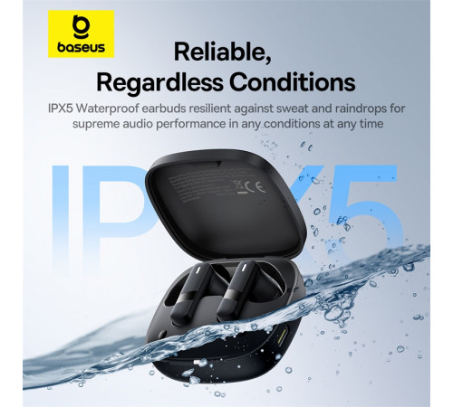 Бездротові навушники TWS Baseus Bowie E20, ENC, IPX5, Black (A00069700113-00)