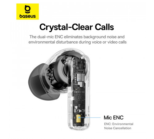 Бездротові навушники TWS Baseus Bowie E20, ENC, IPX5, Black (A00069700113-00)